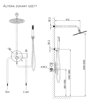 Wellis Altona süllyesztett zuhany szett Gold WZ00109