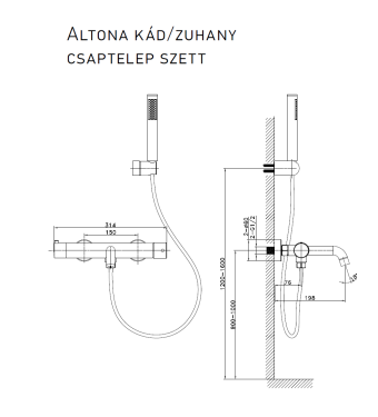 Wellis Altona kád csaptelep zuhanyszettel Gold ACS0415