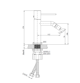 Wellis Altona bidé csaptelep Gold ACS0412