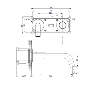 Wellis Altona fali mosdó csaptelep Gold ACS0436