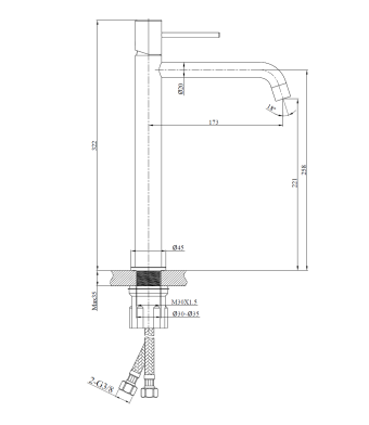 Wellis Altona magas mosdó csaptelep Metal Grey ACS0408