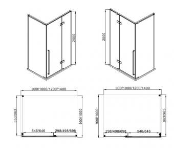 Wellis Sorrento Plus zuhanykabin 90x90x200 cm balos Rose Gold WC00565