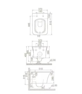 CeraStyle IBIZA fali rimless WC BEÉPÍTETT bidé funkcióval
