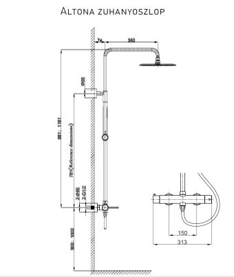 Wellis Altona zuhanyoszlop Rose Gold WZ00113