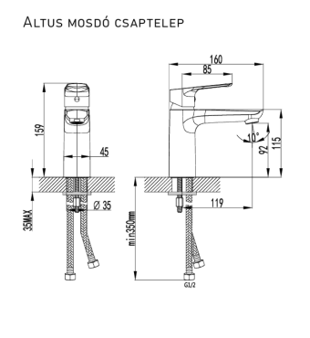 Wellis Altus mosdó csaptelep ACS0356