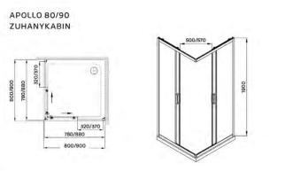 Wellis Apollo zuhanykabin 80x80x190 cm 