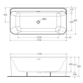 Wellis Arta félszabadon álló kád 170x80x58 cm WK00244