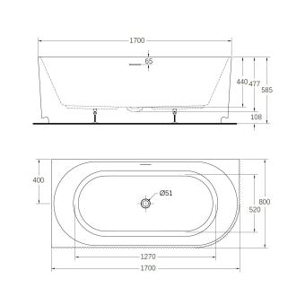 Wellis Calabria Slim Linear Corner félszabadon álló kád 170x80x58 cm Balos WK00242