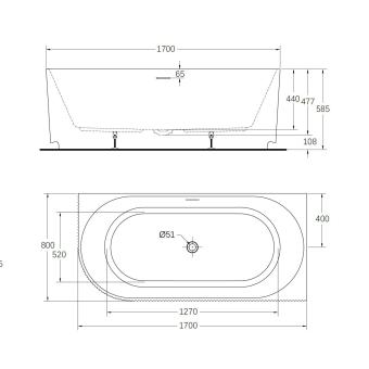 Wellis Calabria Slim Linear Corner félszabadon álló kád 170x80x58 cm Jobbos WK00243