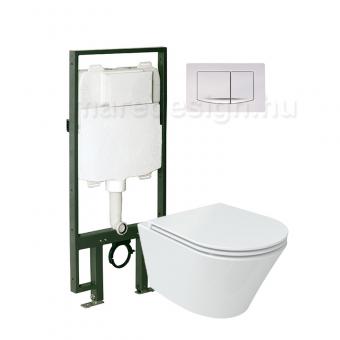 Wellis Clement fali rimless WC + ülőke Clarice falsík mögötti WC tartály, Angular nyomólap WF00192