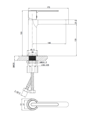 Wellis Vito mosdó csaptelep Grey Metal ACS0420